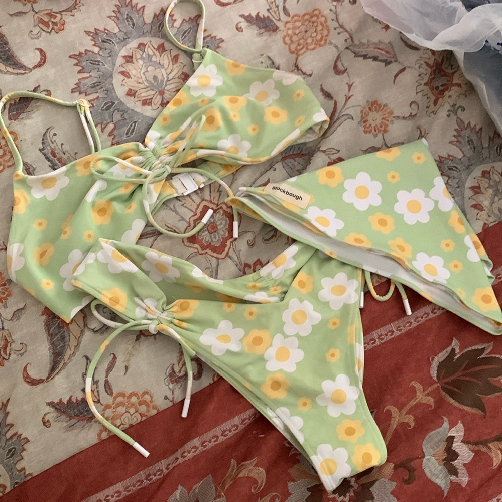 Blackbough Green and Yellow Floral Bikini